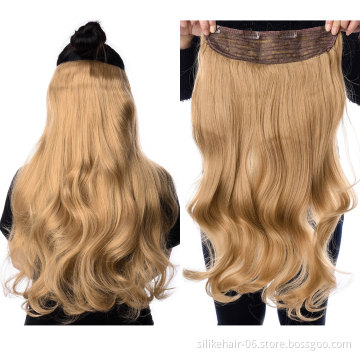 24 inch Heat Resistant Fiber Natural Blonde Brown Black Long Wavy One Piece Clip in Hair Extension Synthetic Hair Extensions